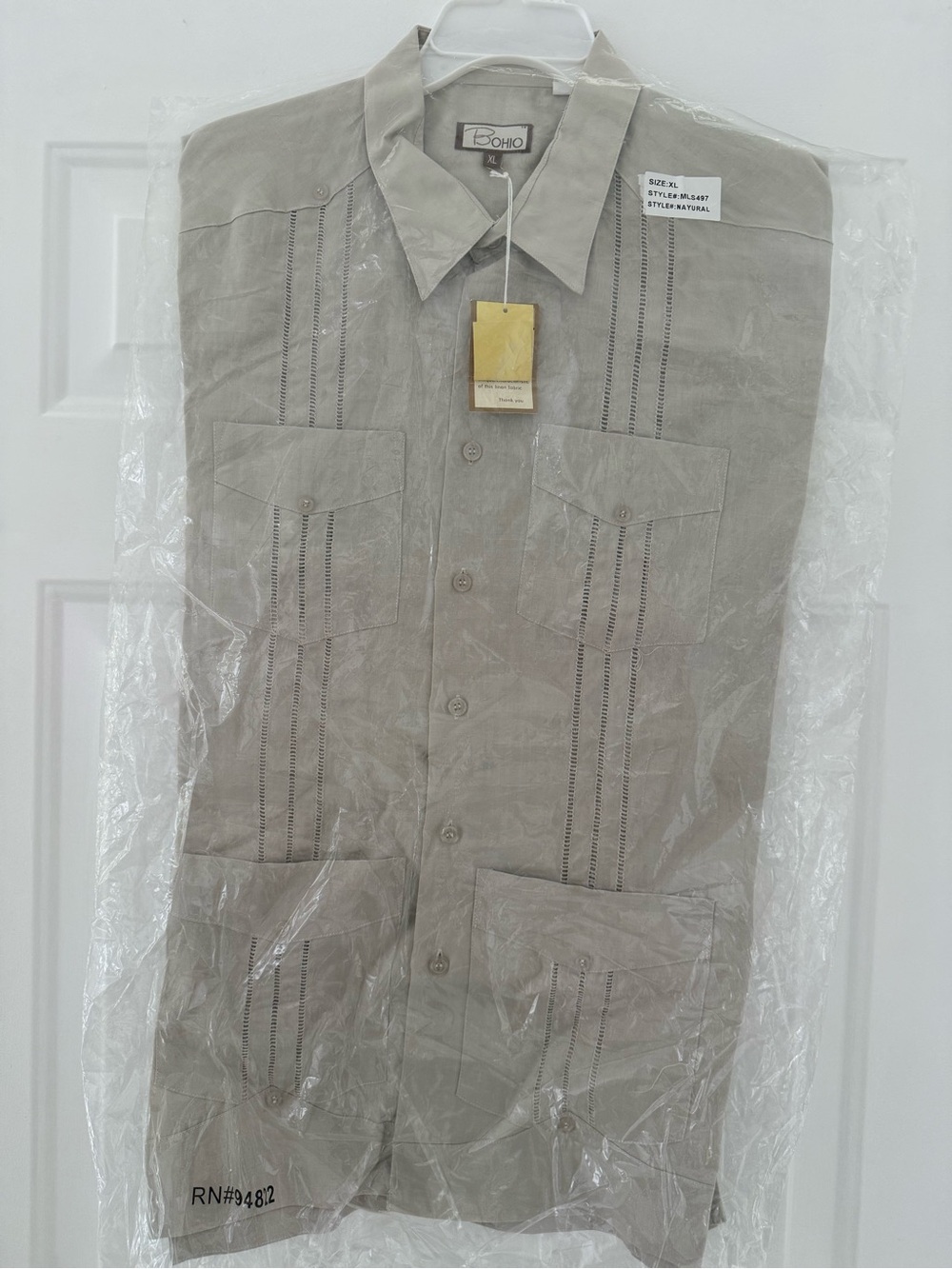 Bohio Men's Casual Button-Down Shirt in Light Taupe